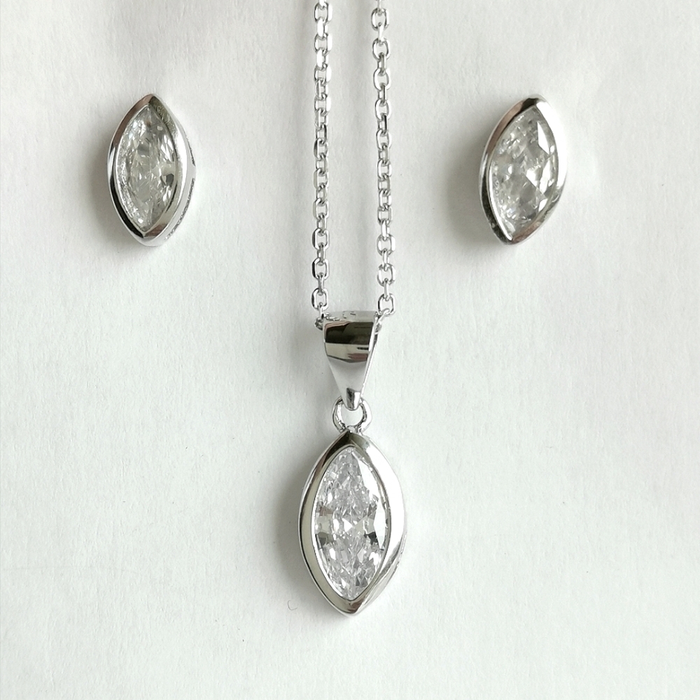 CZ Sterling Silver Necklace Earring Set 🆕
